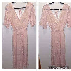 ROW A Short Kimono Sleeve Stripe Jumpsuit